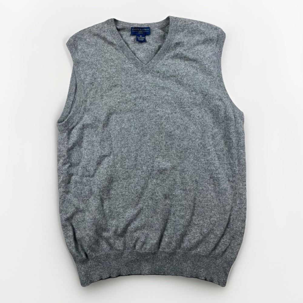 Joseph & Lyman 100% Cashmere Sweater Vest‎ Men's Size M Gray V-Neck Soft *